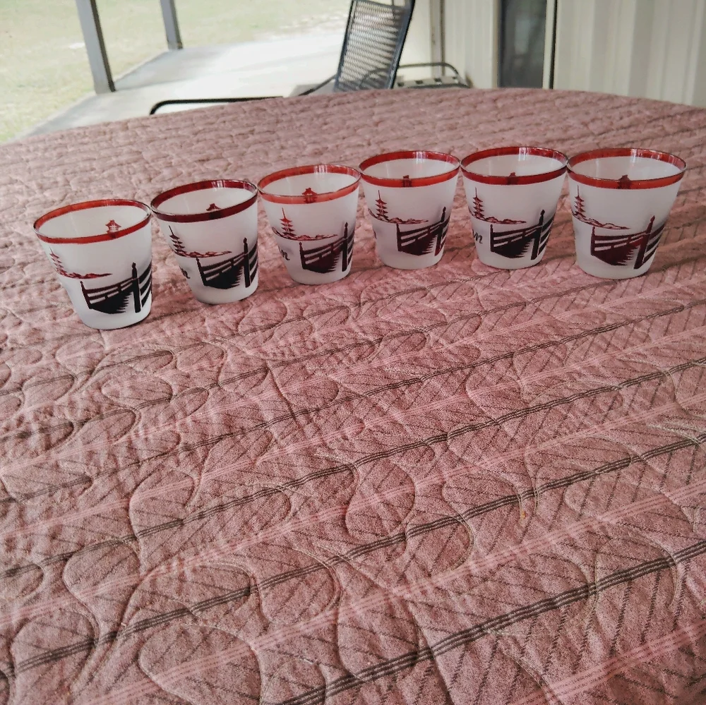 6 Noritake Frosted Ruby Red Old Fashioned Drinking Glasses Barware Japan Bar